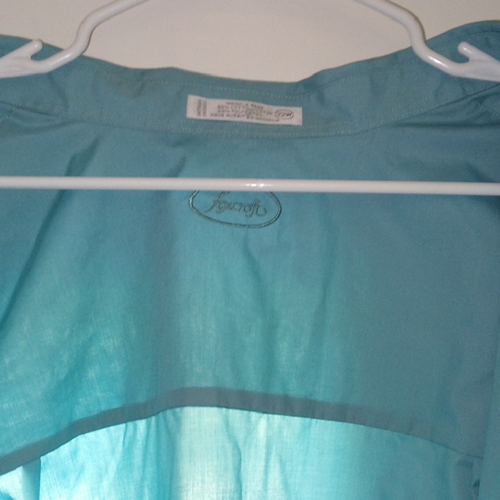Foxcroft Aqua Button-Up Shirt